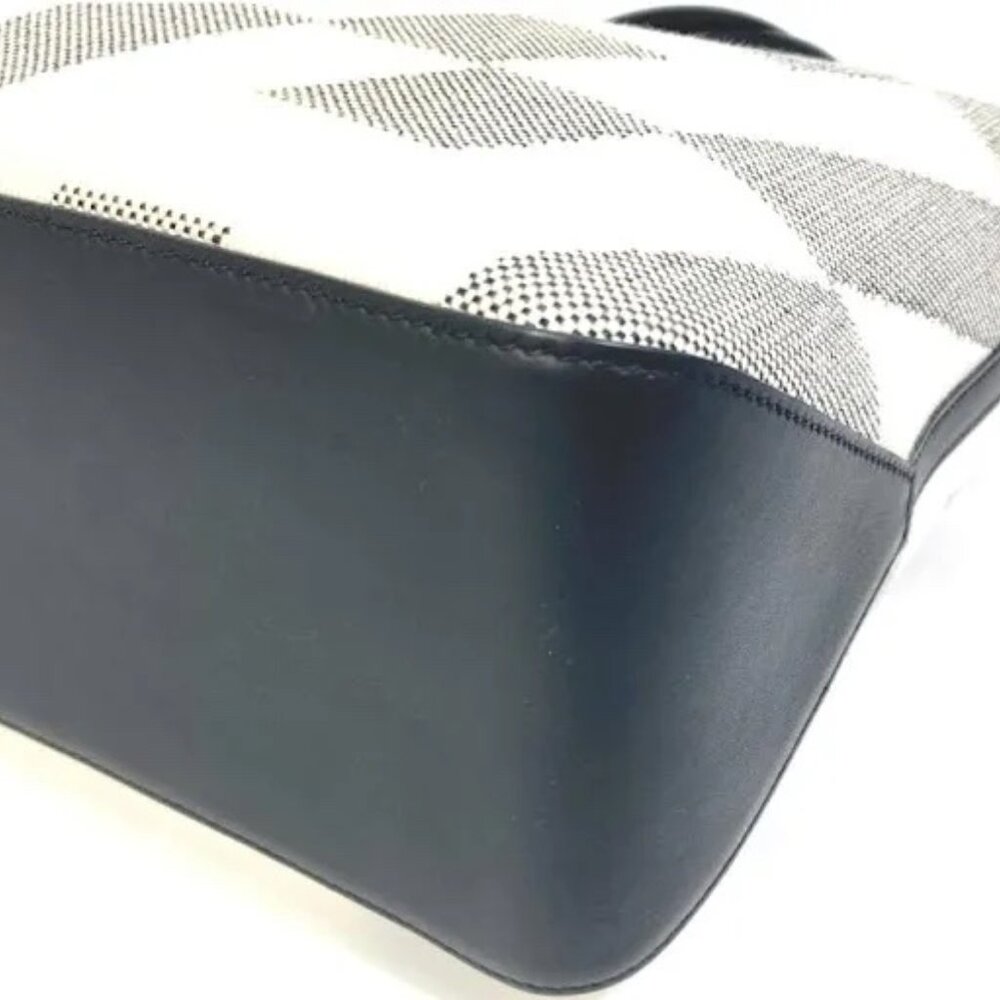 Hermes Ambie GM Women,Men Toile H,Swift Leather Tote Bag - Black and White - Picture 6 of 7